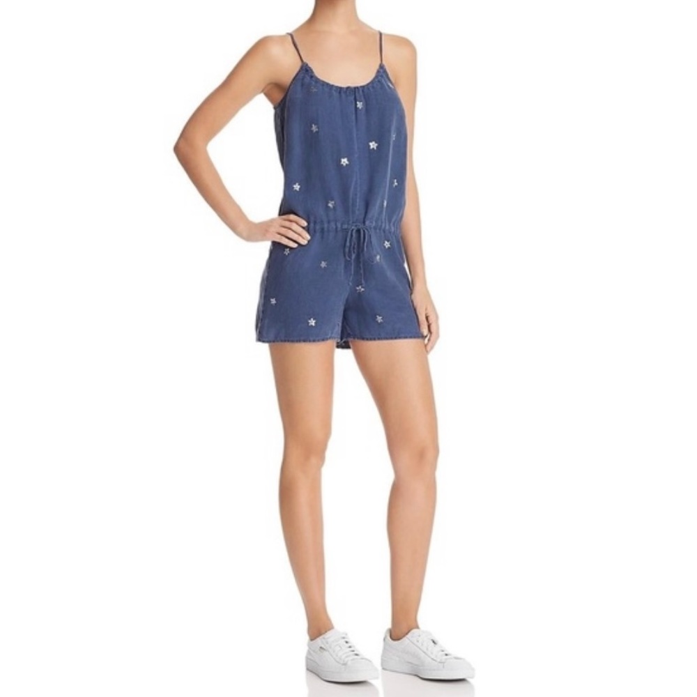 Bella Dahl 'Susanna' Linen Romper Blue Star Sz L
